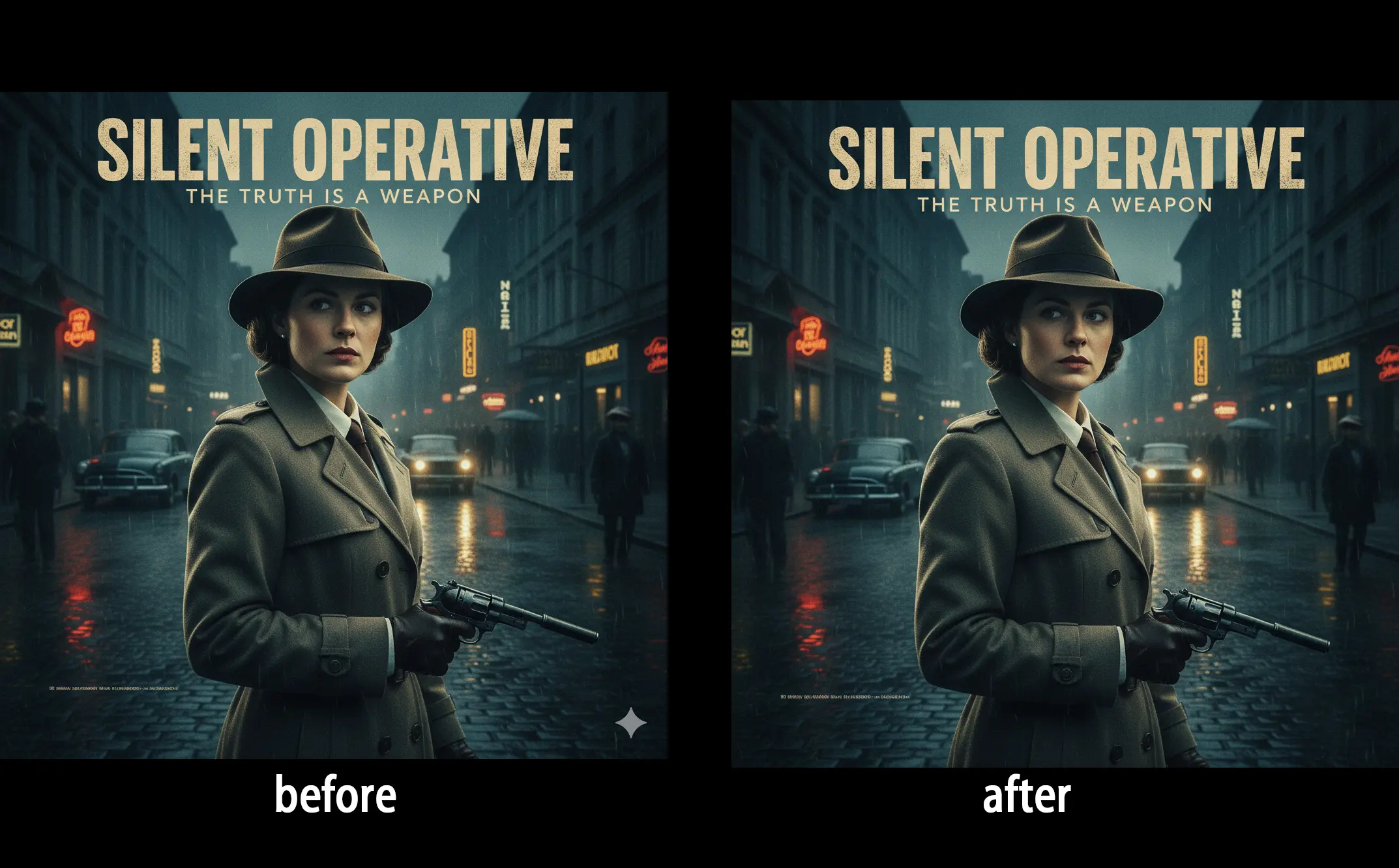 Before and after example showing a Gemini watermark cleanup result